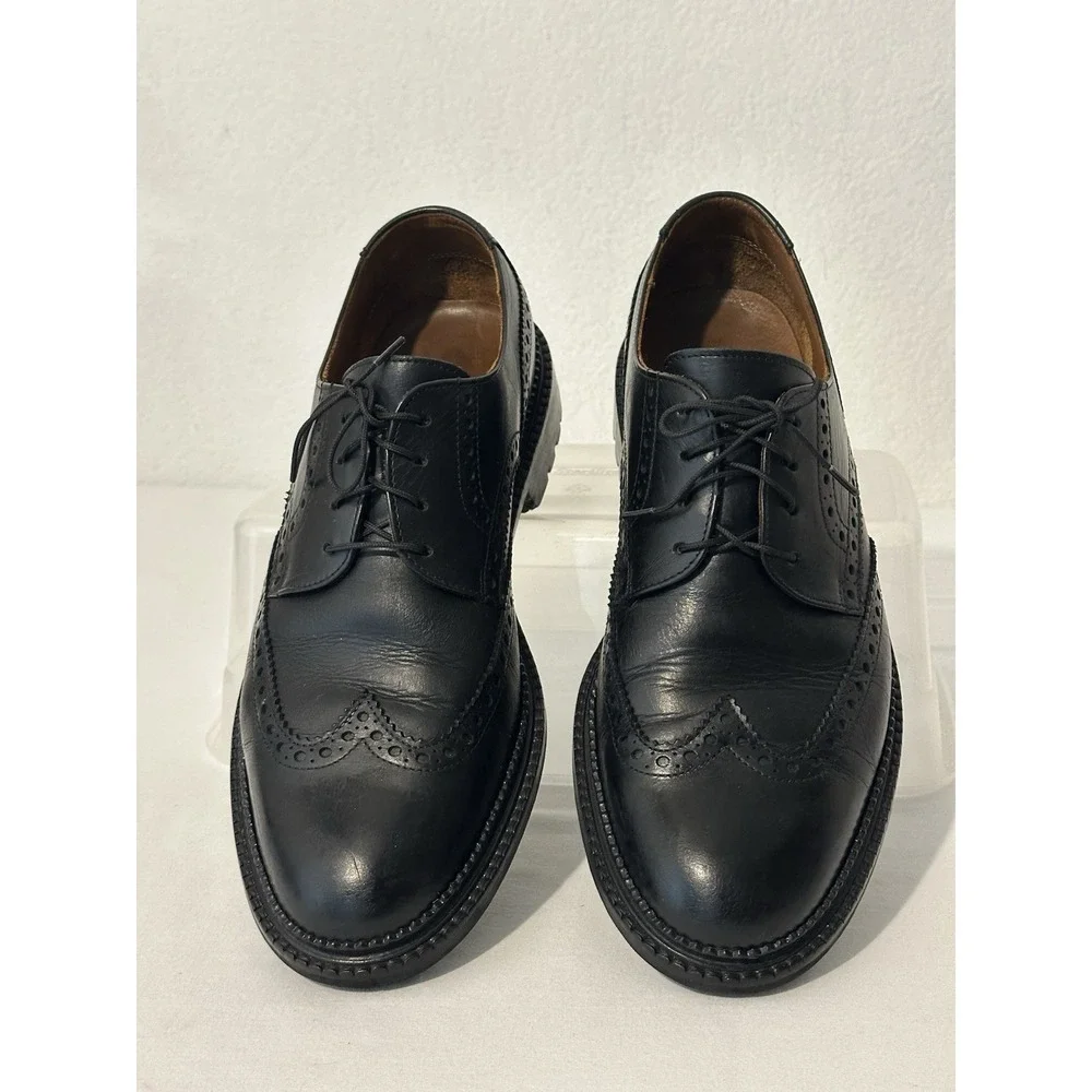 Aquatalia Weatherproof Black Leather Wingtip Derby Brogue Shoes Lug Sole Sz 10.5